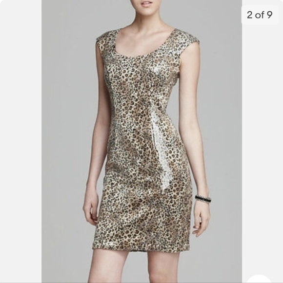 Sue Wong Leopard Sequin Cocktail Dress - Picture 2 of 14